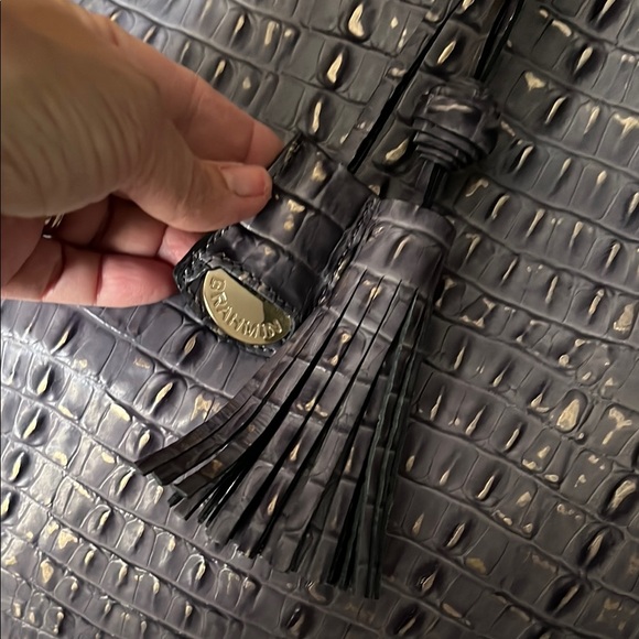 Croc-Embossed Leather Brahmin Purple Tote Bag - Picture 8 of 8